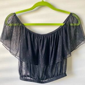 Missguided Sheer Black Off The Shoulder Top